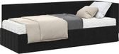 vidaXL Hoekbedframe met Matras en Hoofdeinde - Zwart Fluweel - Tweepersoons