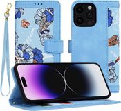 Techsuit Hoesje geschikt voor Apple iPhone 14 Pro Max - FlipCraft Book Wallet Case met koord - Vibrant Blue