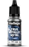 Vallejo Hobbyverf Acrylverf - 77120 True Metallic Metal - Light - Obsidiaan Zwart - Acryl - Verf flesje - 1x 18 ml