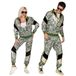 W WIDMANN MILANO Party Fashion - Kostuum jaren 80 trainingspak dollar, licht op onder uv-licht, jas en broek, bankbiljetten, joggingpak, retrostijl, badknopparty, carnaval