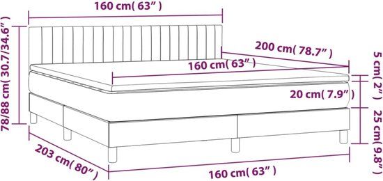vidaXL Boxspring met matras stof taupe 160x200 cm