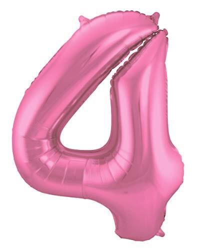 Folat - Roze Metallic Mat Folieballon Cijfer 4 - 86cm