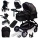 GAGADUMI poussette 3-en-1 avec siège auto et nacelle noir