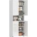 KETIMIDE LERA Buffet Haut Cuisine Blanc Brillant 68x34x180cm