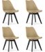 LEOBERT Set van 4 Stoelen MARK – Donkerbeige, Zwarte Beukenhouten Poten, Kunststof Zitting met Kunstlederen Kussen, Strak Design, Ergonomisch, Geschikt voor Keuken, Eetkamer, Kantine en Werkruimte, Max. 120 kg