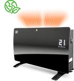 QLT No Less QLT Curved Verwarmingspaneel van Glas – Elektrische Kachel met App Bediening – Badkamer Verwarming met Thermostaat en Antivries – 2000 Watt - Zwart