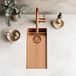 Pure.Sink Spoelbak 18x40 cm PVD rosé koper onderbouw, vlakbouw en opbouw