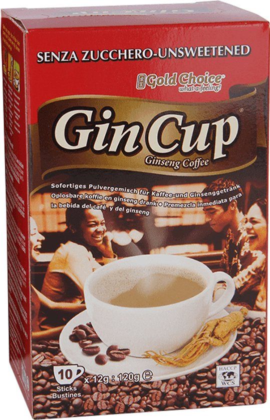 Gold Choice Gin Cup Ginseng Coffee Ongezoet - 10 x 12g