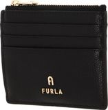 FURLA Leren Kaarthouder Camelia Zipped Card Case Nero Zwart
