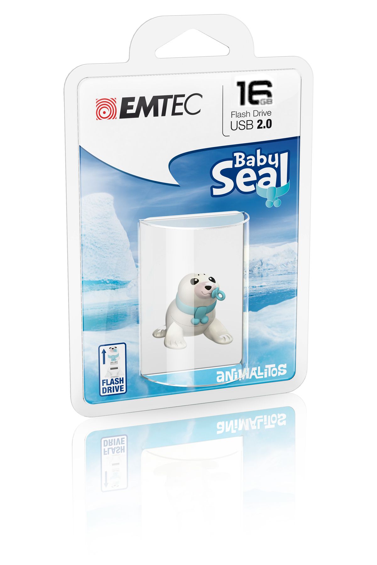 Emtec Baby Seal USB Stick 16GB - Wit/Blauw