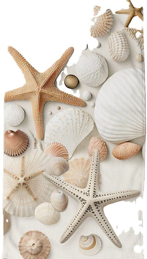 Good Morning Strandlaken voor Kinderen 100x180 cm - Zeester en Schelpen Print - Zandkleur