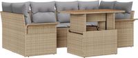 vidaXL Tuinbank Set 7-delig Beige/Lichtgrijs