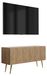 3xE living meuble TV avec façade nervurée, chêne (finition Craft), pieds obliques dorés