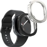 kwmobile 2x smartwatch hoes geschikt voor Samsung Galaxy Watch 8 (44mm) hoesje - Siliconen sporthorloge cover - Activity tracker case in zwart / zilver