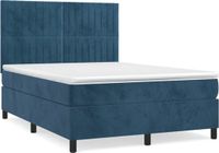 vidaXL Boxspring bed met matras - fluweel - donkerblauw - 140x200 cm