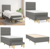 vidaXL Boxspring met matras stof donkergrijs 90x200 cm