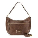 CAFèNOIR Sac à bandoulière effet cuir vintage, poche avec fermeture éclair avant, pour femme, couleur marron, taille unique