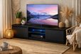 Meuble TV 140 cm noir LED 18 mm fermeture silencieuse