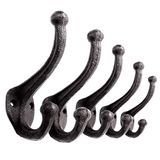 Ambipolar Set van 5 rustieke wandhaken, heavy duty, gietijzeren vintage geïnspireerde antieke zwarte haken