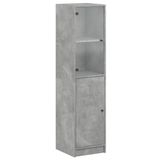 vidaXL Hoge kast met glazen deur, 35x37x142 cm, betongrijs