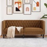 vidaXL Tweezitsbank Chesterfield-stijl Kunstsuède Bruin