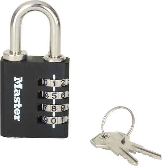 Masterlock Hangslot - Uniek slot - Slot met cijfercombinatie &#233;n sleutel - Cijferslot - Hangslot - 7641EURDBLK