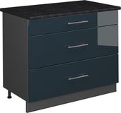 Vicco Keukenonderkast Fame-Line, Donkerblauw hoogglans/Antraciet, 100 cm