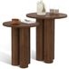 IDMarket - Ensemble de 2 tables d'appoint rondes Eloise 35/40 cm bois de noyer