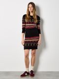 Apricot Folk Pattern Stripe Knitted Mini Dress