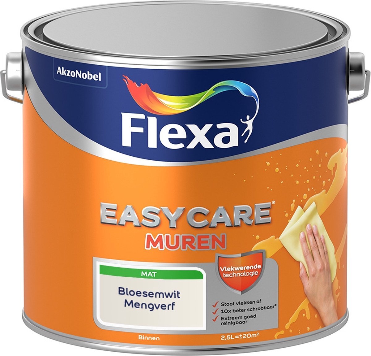 FLEXA Easycare Muurverf - Mat - Mengkleur - Bloesemwit - 2,5 liter