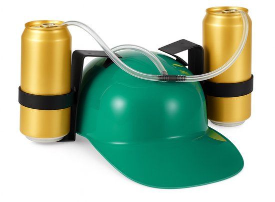 Merkloos Relaxdays Feest drinkhelm - voor 2 blikjes - met slang - groen