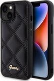 Guess Quilted Metal Logo Back Case - Apple iPhone 15 - Zwart
