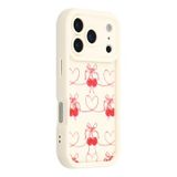Icecat Coque TPU antichoc élégante iPhone 17 Pro Max avec bords relevés - Blanche / Cerises à nœud