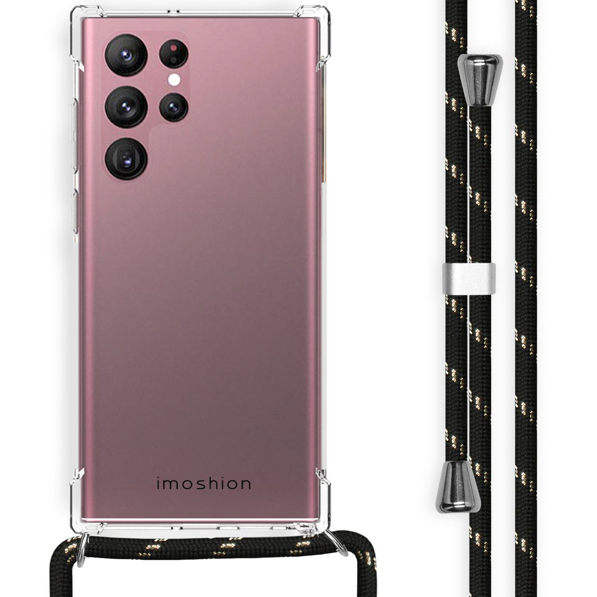 imoshion Backcover met koord Samsung Galaxy S22 Ultra hoesje - Zwart / Goud