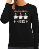 Bellatio Decorations foute kersttrui/sweater dames - Kerst kabouter/gnoom - zwart - Gnomies XXL