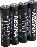 Absina Oplaadbare AAA batterij (potlood) NiMH 1.2 V 4 stuk(s)