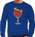 Bellatio Decorations Foute Kersttrui/sweater voor heren - cocktailglas met Rudolf - blauw S