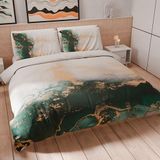 PETTI Artigiani Italiani - Dekbedovertrek voor Frans bed 200 x 200 cm, dekbedovertrek microvezel met digitale print + 1 kussensloop 50 x 80 cm - Made in Italy - smaragd