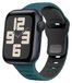 Wigento Apple Watch SE 2023 44mm Polyester horlogeband met golvende textuur, donkergroen/zwart