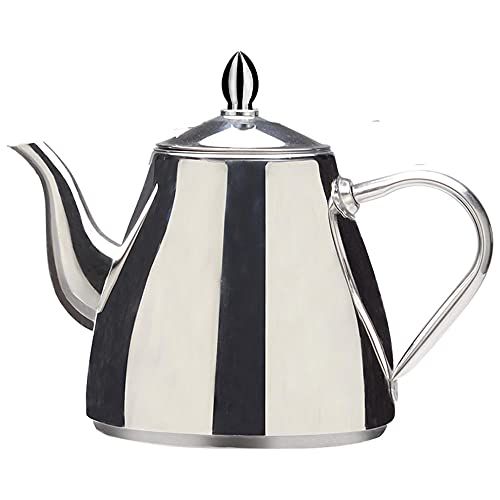 SANQIAHOME Roestvrijstalen theepot, Koffiepot met verwijderbare zeef of filter, Geschikt voor inductiekookplaat, holle handgreep, Geschikt voor thuis of restaurant(zonder filter, 1,5 liter)