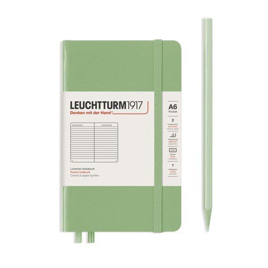LEUCHTTURM1917 Leuchtturm Notitieboek A6 Hardcover Sage Gelinieerd