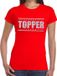Bellatio Decorations Shoppartners Bv Rood Topper shirt in zilveren glitter letters dames - Toppers dresscode kleding 2XL
