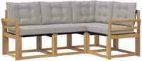 vidaXL Hoek loungeset 4 zitplaatsen Wit en lichtgrijs Acacia hout