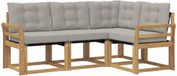 vidaXL Loungehoekbank 4 zitplaatsen Wit en lichtgrijs Acacia hout