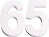Merkloos Piepschuim cijfer 65 jaar - H25 cm - wit