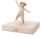 Flumi Trampoline pour enfants pour la maison - Matelas de saut souple - Beige - Housse amovible - 110 x 71 cm