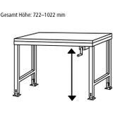 Manuflex AU9087.3003 Werken op basis tafel universele Ergo K met kunststof plaat, bxdxh = 1750 x 800 x 722-1022 mm Robijn-rood