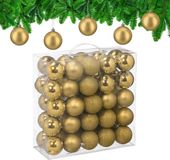Merkloos / Sans marque Relaxdays Kerstballen Set van 50 - Ø 6 cm - Kunststof - Onbreekbaar - Goud