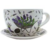 Dekohelden24 XXL bloempot met handvat van keramiek, lavendel, 34 x 28 x 16 cm.