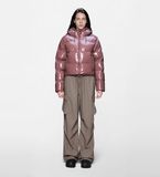 Rains Roze korte puffer jas met hoge kraag
